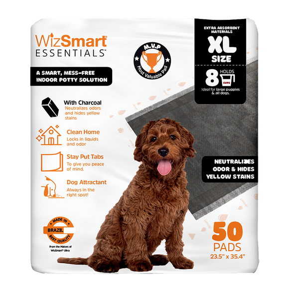 Wizsmart Essentials Dog Pee Pads Charcoal XLarge (XL 50 Ct)