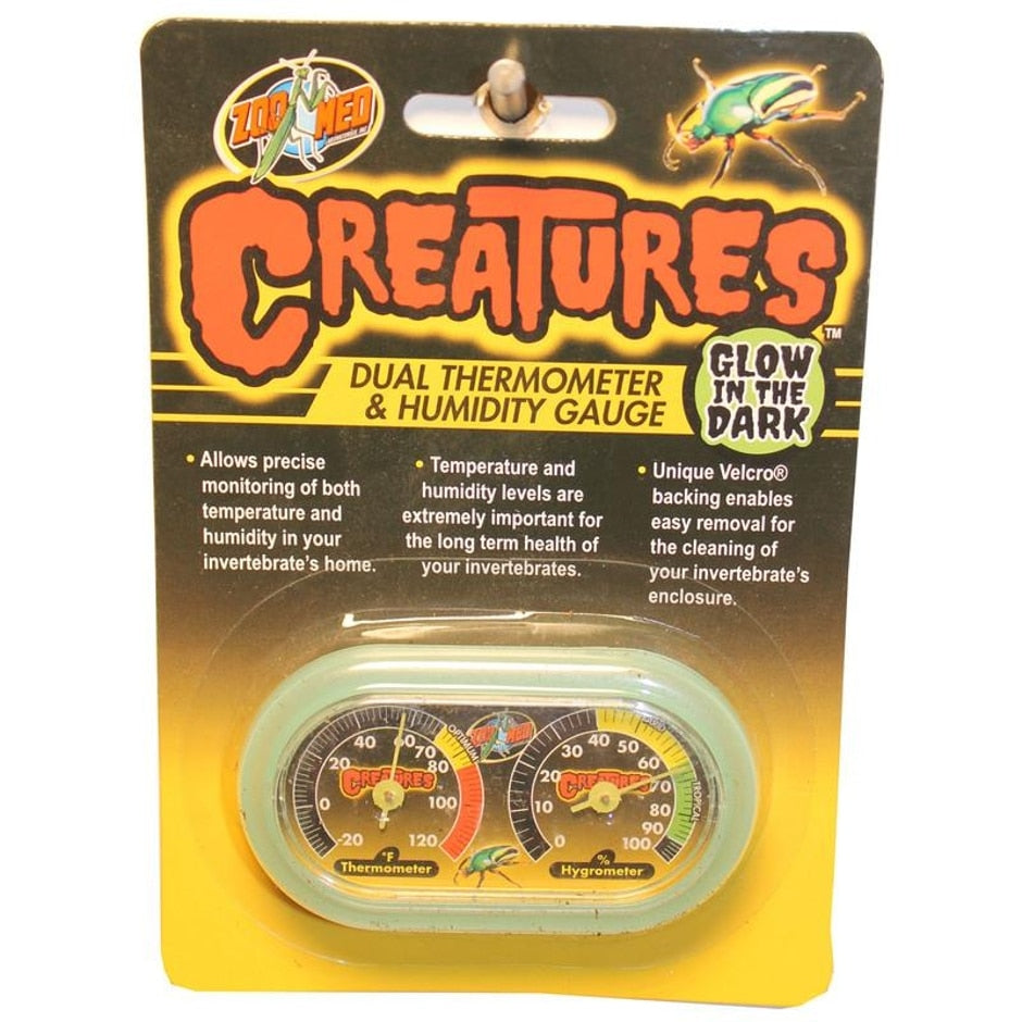 Zoo Med Creatures Dual Thermometer & Humidity Gauge Glow in the Dark