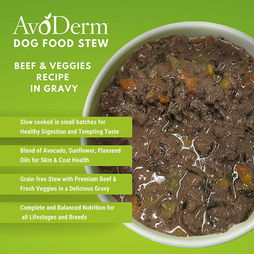 AvoDerm® Dog Food Stew Beef & Veggies Recipe In Gravy