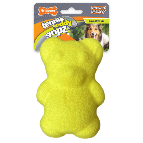 Nylabone Power Play Tennis Teddy Gripz Bear Dog Toy (Medium/Wolf - Up to 35 lbs.)