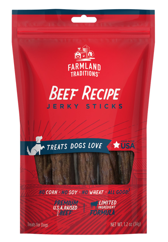 Farmland Traditions Beef Recipe Jerky Sticks Dog Treats