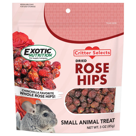 Exotic Nutrition's Critter Selects Dried Rose Hips Treats for Small Animals