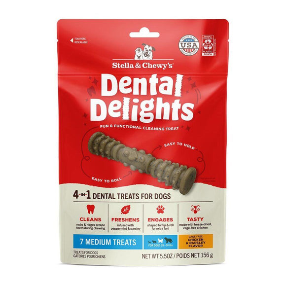 Stella & Chewy's Medium Dental Delights Chicken & Parsley Flavor Treats for Dogs (23.2 oz)