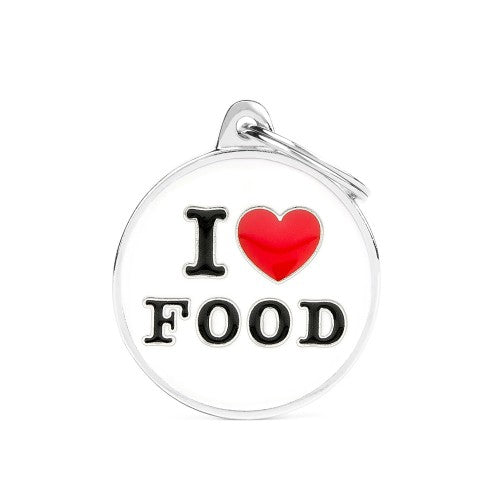 MyFamily Charms Big I Love Food ID Tag (Grande, White)