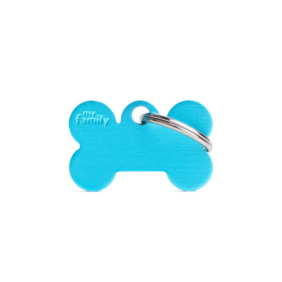 MyFamily ID Tag Basic Collection Small Bone Light Blue in Aluminum