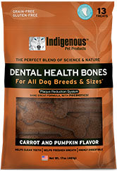 Indigenous Pet Products Dental Health Bones — Carrot & Pumpkin Flavor