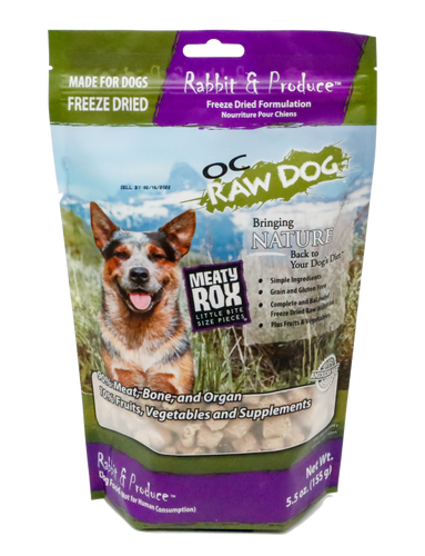 OC Raw Dog Freeze Dried Rabbit & Produce Meaty Rox
