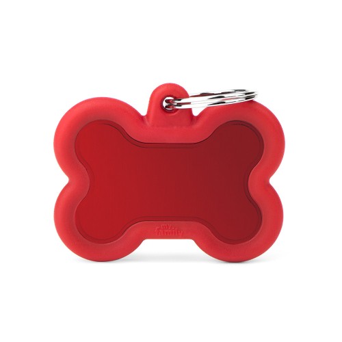 MyFamily Hushtag Big Red Aluminum Bone ID Tag with Rubber