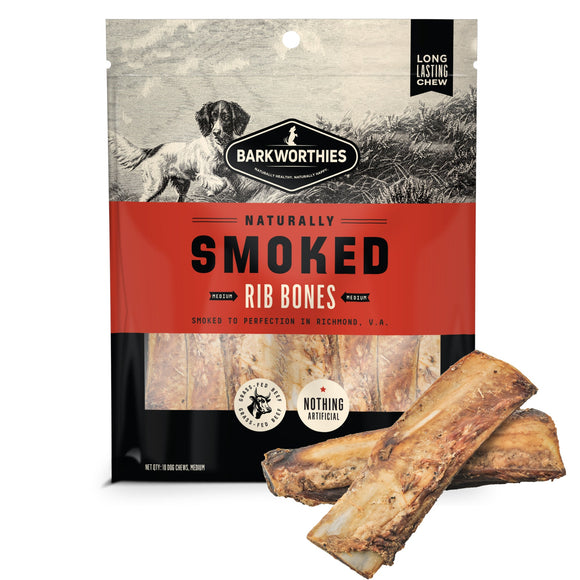 Barkworthies Naturally Smoked Rib Bones Dog Treats