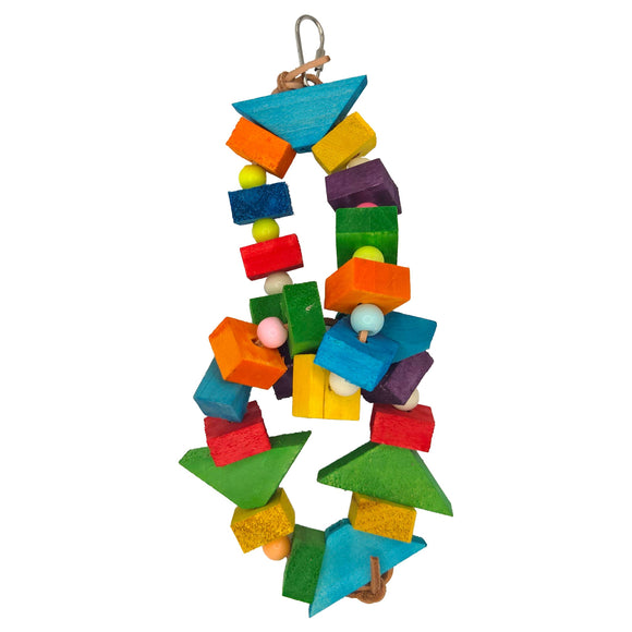 A&E Cage Blocks & Bead Hanging Wood Rings Bird Toy