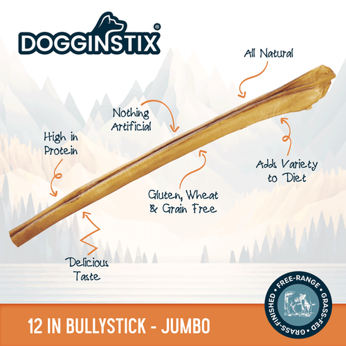 Dogginstix Bully Sticks 12 Jumbo - Case of 25