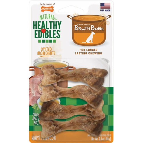 NYLABONE HEALTHY EDIBLES BROTH BONE NATURAL CHEW (Ham - Small 16 pack)