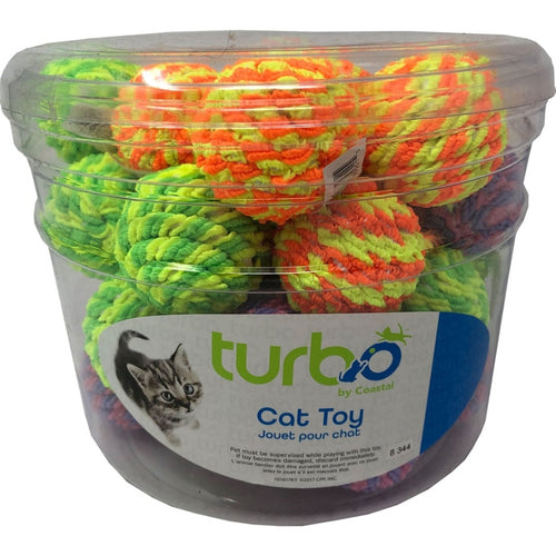 TURBO RATTLE BALLS CAT TOY CANISTER (36 PIECE, MULTI)