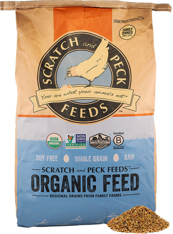 Scratch and Peck Feeds Organic Layer Feed 18% Protein + Corn For Chickens & Ducks