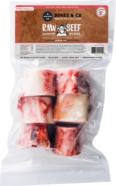 Bones & Co. Raw Beef Marrow Bones Dog Food (2 in.)