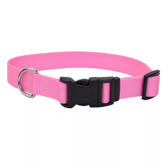 Coastal Pet Products Coastal Adjustable Dog Collar with Plastic Buckle Pink Bright, 1