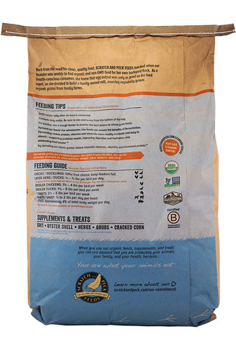 Scratch and Peck Feeds Organic Layer Feed 18% Protein + Corn For Chickens & Ducks