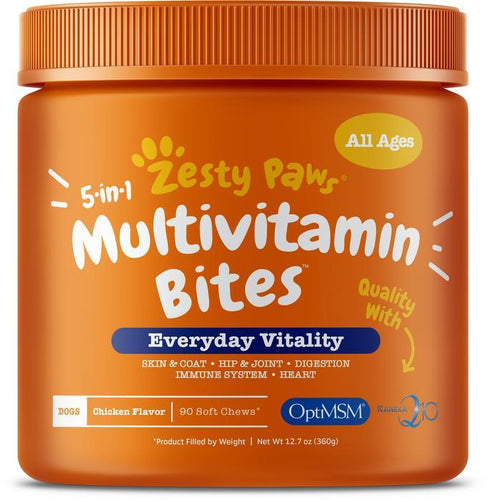 Zesty Paws 5-in-1 Chicken Flavor Multivitamin Bites Soft Chews For Dogs