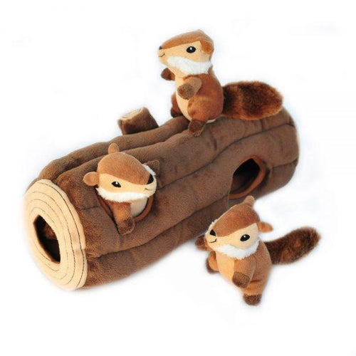 ZippyPaws Zippy Burrow Log 'n Chipmunks Hide & Seek Puzzle Dog Toy