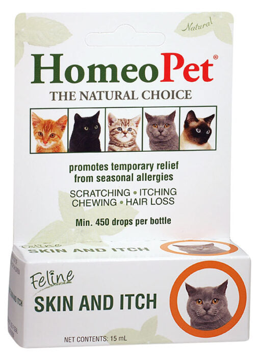 HomeoPet Feline Skin and Itch, Coat and Skin Support for Cats 15 ML