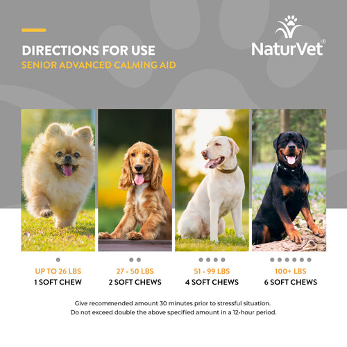 NaturVet Senior Advanced Calming Aid Dog Soft Chews for Dogs