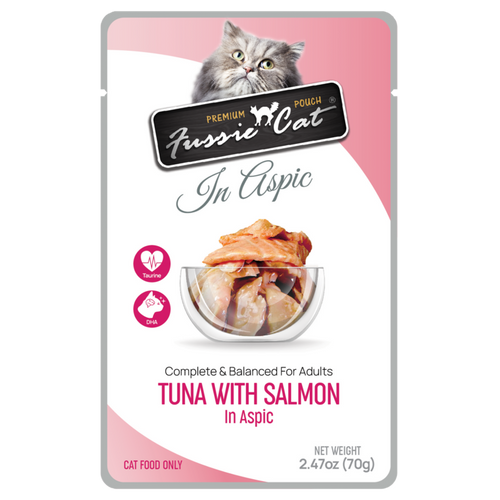 Fussie Cat Tuna with Salmon in Aspic Cat Food (2.47 oz (70g) Pouch)