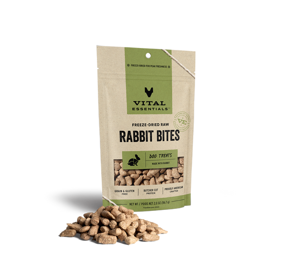 Vital Essentials Freeze Dried Raw Rabbit Bites Dog Treats