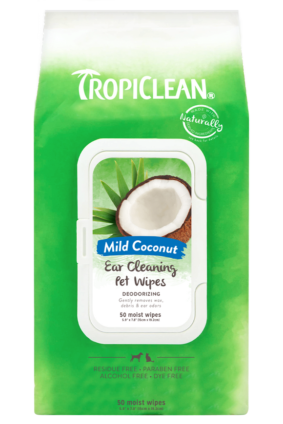 TropiClean Mild Coconut Ear Cleaning Wipes for Pets