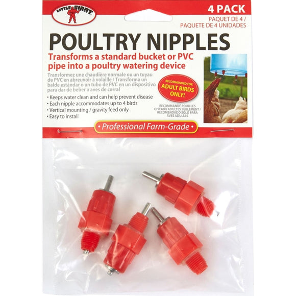 LITTLE GIANT POULTRY WATERING NIPPLE (4 PK, RED)